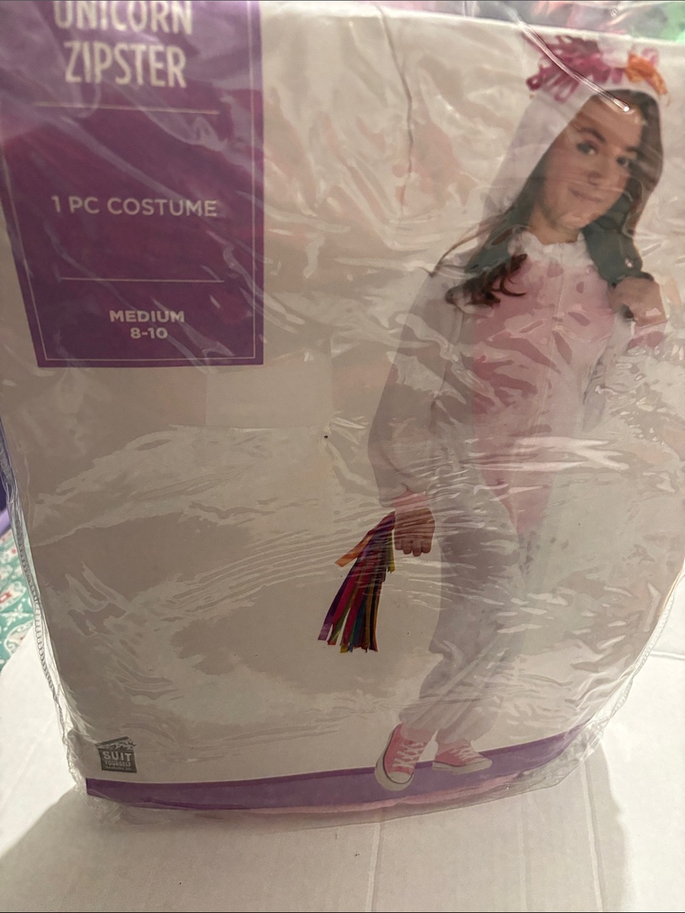 Unicorn Zipster Kids Costume - Pink and White size medium 8–10